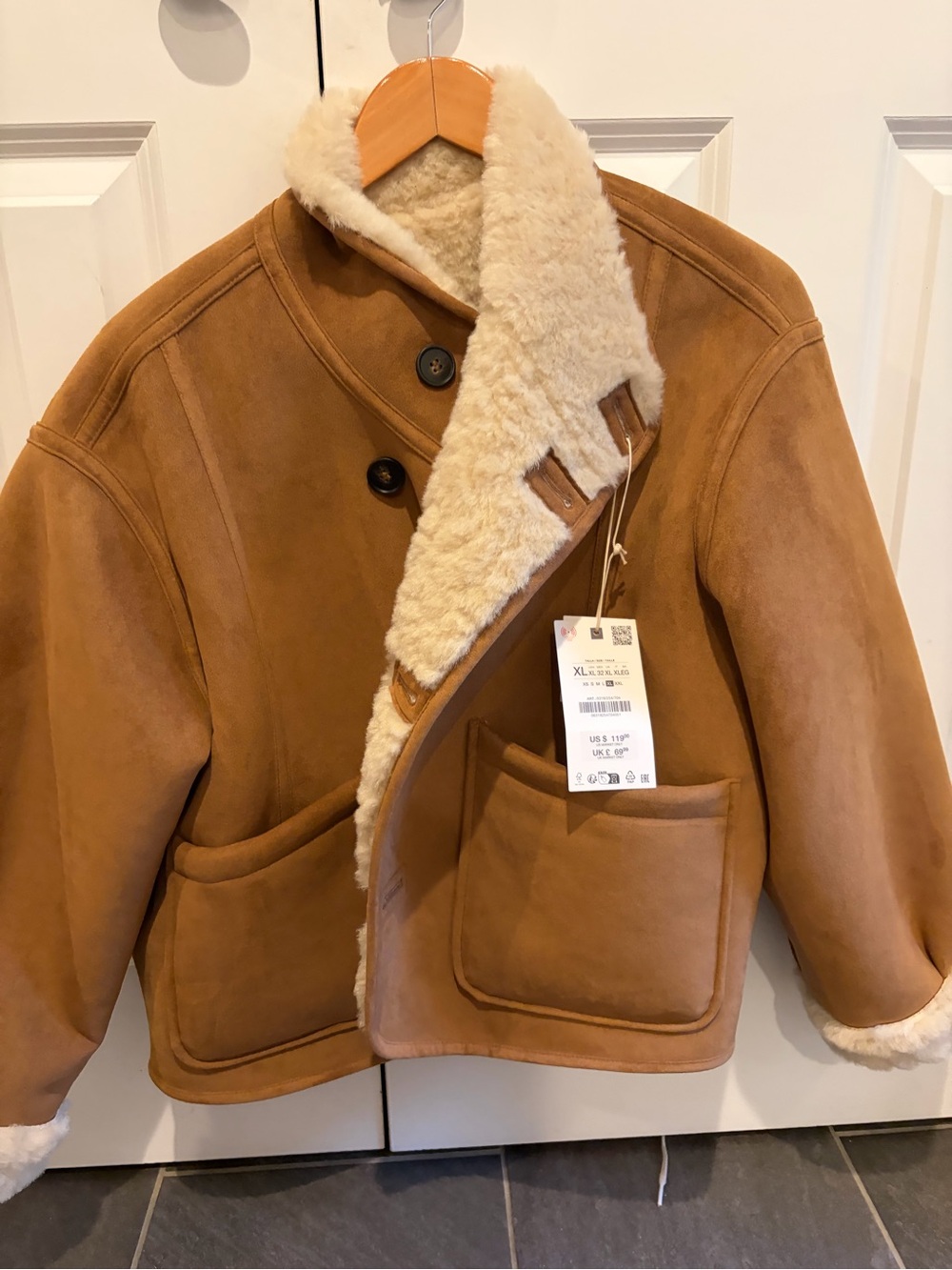 Womens Shearling-Lined Tan Suede Jacket